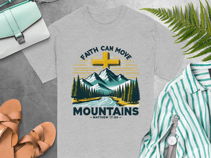 Faith Can Move Mountains Tee, Christian Inspired T-Shirt, Matthew 17 20 T Shirt, Religious Clothing, Inspirational Tee Shirt, Unisex