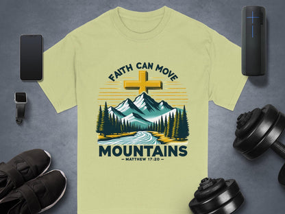Faith Can Move Mountains Tee, Christian Inspired T-Shirt, Matthew 17 20 T Shirt, Religious Clothing, Inspirational Tee Shirt, Unisex