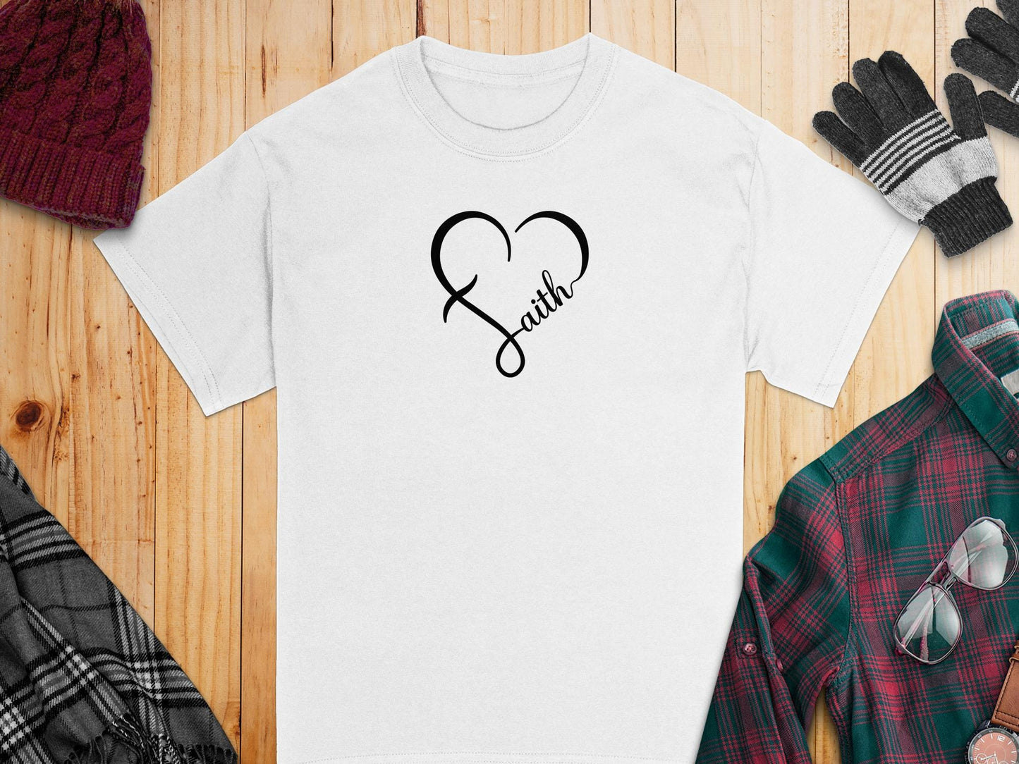 Faith Heart T-Shirt, Christian T-Shirt, Religious Gift T Shirt, Inspirational Tee, Blessed Shirt, Gift Idea, Faith Based Apparel