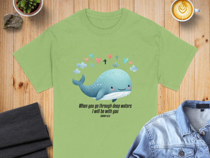 Cute Whale Isaiah Bible Verse T-Shirt, Christian Faith Tee, Religious Shirt, Inspirational Clothing, Spiritual Gift, Deep Waters TShirt