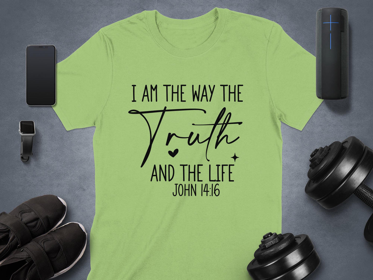 Christian T Shirt, John 14 6 Tee, Religious Apparel, Bible Verse Shirt, Faith Based Gift, I Am The Way The Truth And The Life T-Shirt