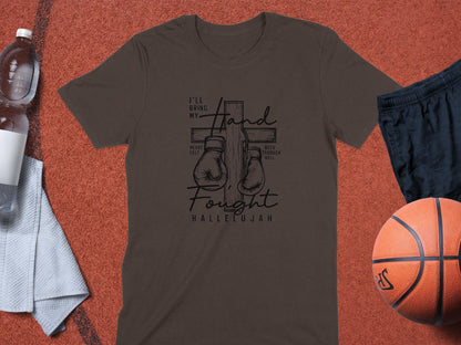 Christian Boxing T Shirt, Faith T Shirt, Religious Gift, Hallelujah T Shirt, Fought The Good Fight Tee, Inspirational Gift, Worship Tee