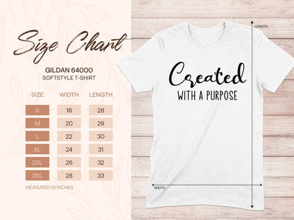 Created With A Purpose T-Shirt, Inspirational Shirt, Motivational Tee, Positive Vibes, Religious Shirt, Christian Apparel