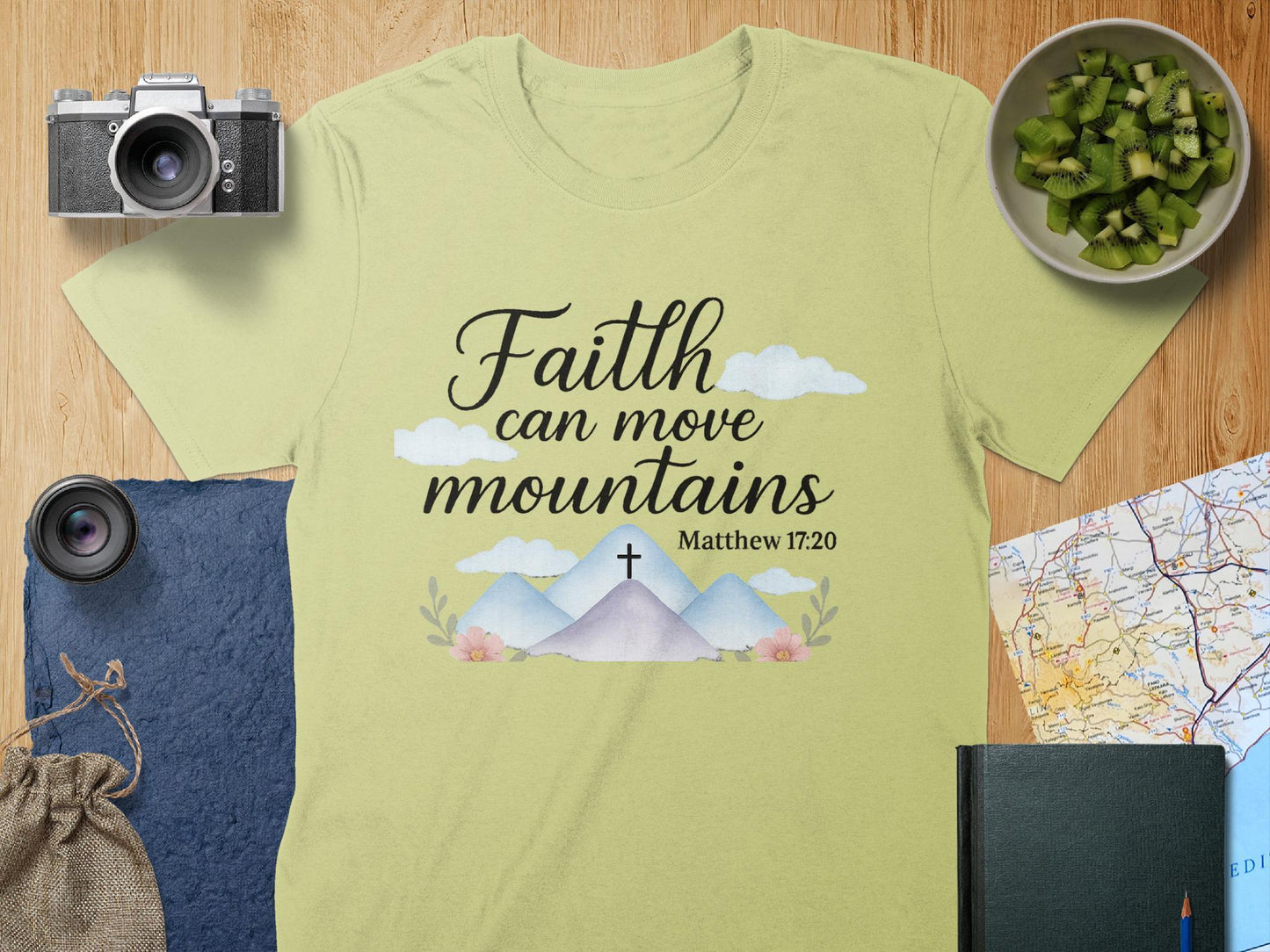 Faith Can Move Mountains T-Shirt, Inspirational Bible Verse Tee, Christian Apparel, Religious Gift, Matthew 17 20 Shirt