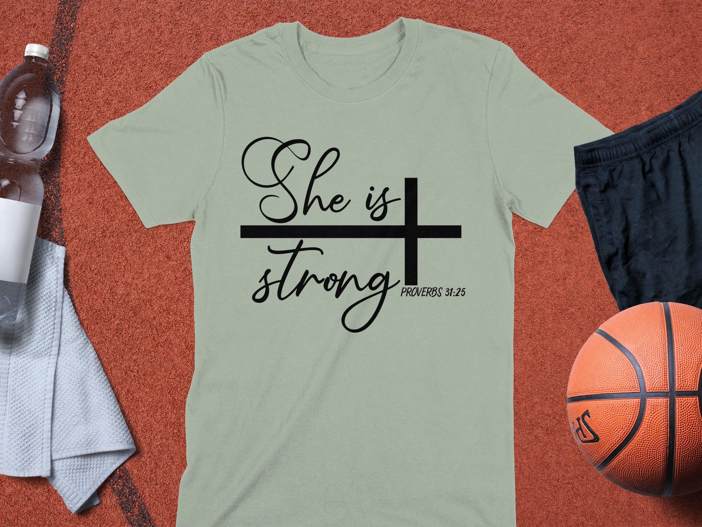 She is Strong T-Shirt, Proverbs 31 25 Shirt, Religious Gift, Christian Tee, Bible Verse Shirt, Faith Shirt, Inspirational Shirt