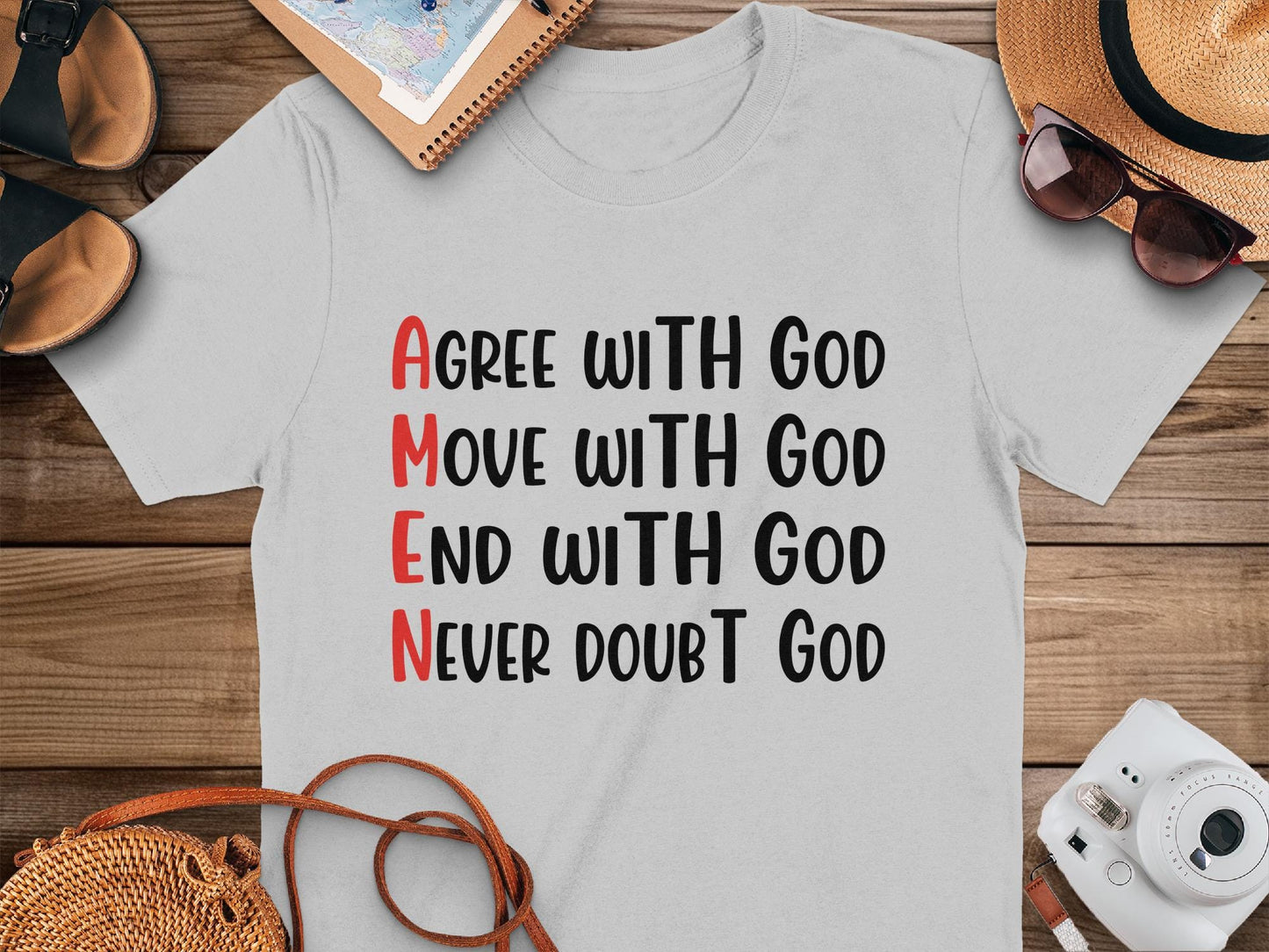 Agree Move End Never With God T-Shirt, Christian Shirt, Religious T-Shirt, Faith Based Tee, Inspirational Gift, Amen Shirt