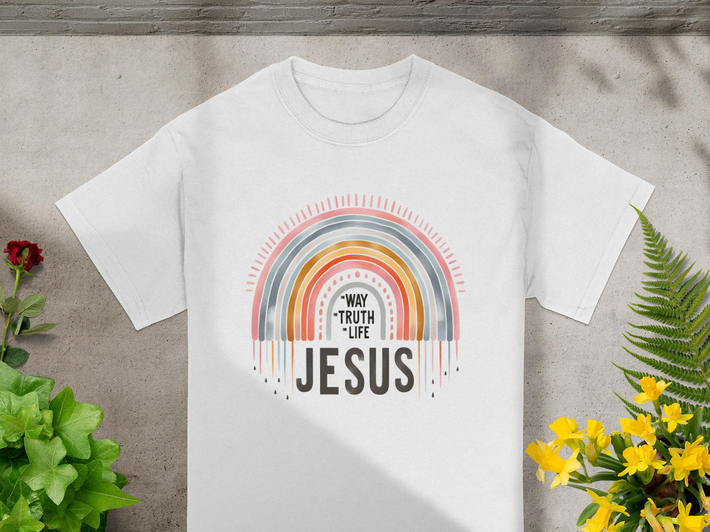 Way Truth Life Jesus T-Shirt, Christian Rainbow Shirt, Religious Tee, Inspirational Clothing, Faith Based Gift Idea, Trendy Graphic T-Shirt
