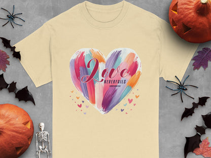Love Never Fails T-Shirt, Christian Shirt, Inspirational Tee, Faith Based Clothing, Heart T-Shirt, Religious Gift