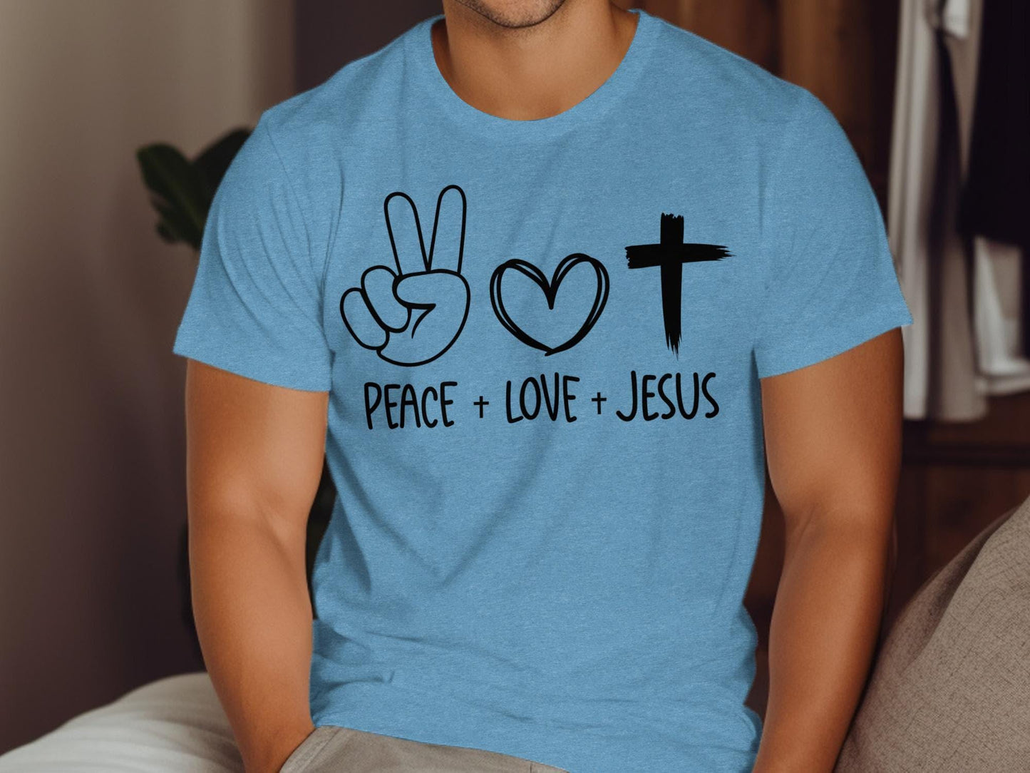 Peace Love Jesus T-Shirt, Religious Graphic Tee, Christian Apparel, Faith Based Shirt, Inspirational Shirt, Gift for Believers, Jesus Shirt