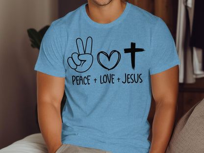 Peace Love Jesus T-Shirt, Religious Graphic Tee, Christian Apparel, Faith Based Shirt, Inspirational Shirt, Gift for Believers, Jesus Shirt