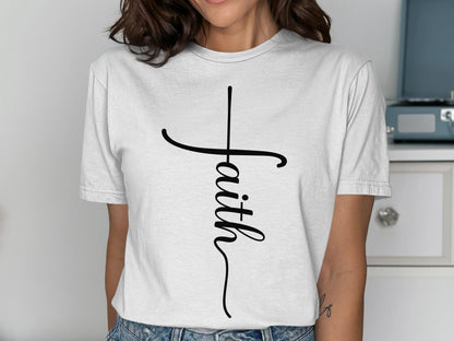 Faith Cross T-Shirt, Christian Apparel, Religious Clothing, Inspirational Gift, Minimalist Design, Unisex Tee
