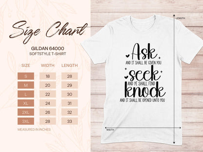 Ask Seek Knock T-Shirt, Christian T-Shirt, Religious Shirt, Motivational Tee, Inspirational Gift, Faith Based, Ask Seek Knock