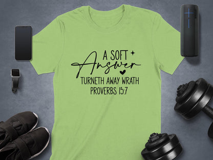 Proverbs 15 1 T-Shirt, Christian T-Shirt, Bible Verse Tee, Religious Shirt, Faith Tee, Inspirational Shirt, Gift for Christians