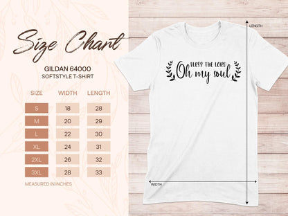 Oh My Soul T-Shirt, Bless The Lord Tee, Christian Apparel, Religious Shirt, Floral Design TShirt, Trendy Graphic Tee, Faith Based Shirt