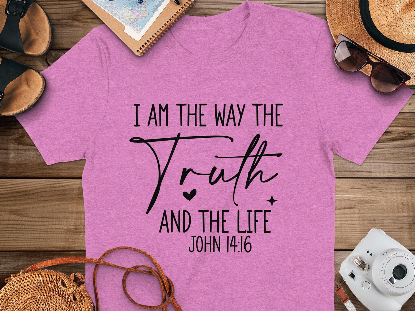 Christian T Shirt, John 14 6 Tee, Religious Apparel, Bible Verse Shirt, Faith Based Gift, I Am The Way The Truth And The Life T-Shirt