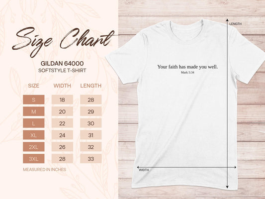 Faith T-Shirt, Religious Tee, Christian Apparel, Inspirational Shirt, Mark 5 34 Verse T-Shirt, Bible Quote Shirt, Gift for Believers