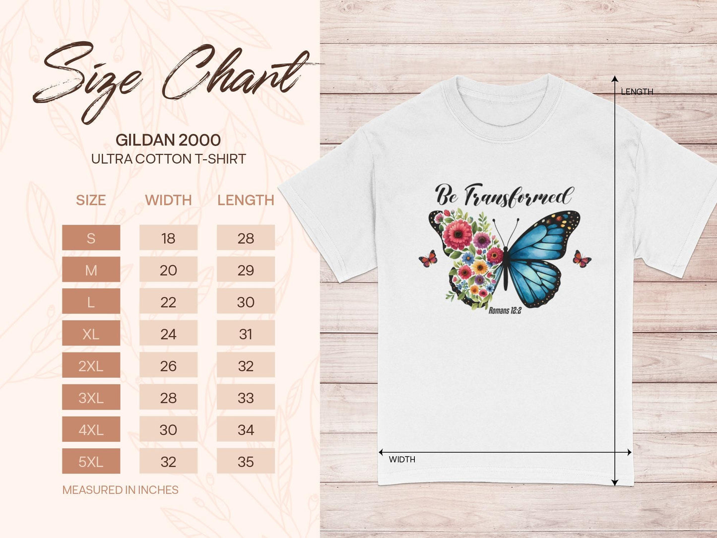 Butterfly Floral T-Shirt, Be Transformed Tee, Romans 12:2 Shirt, Christian TShirt, Motivational Shirt, Religious Gift, Trendy Top