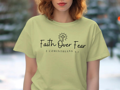 Faith Over Fear T-Shirt, Christian T-Shirt, Religious Tee, Inspirational Gift, 2 Corinthians 5 7, Faith Shirt, Scripture Verse Shirt