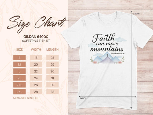 Faith Can Move Mountains T-Shirt, Inspirational Bible Verse Tee, Christian Apparel, Religious Gift, Matthew 17 20 Shirt