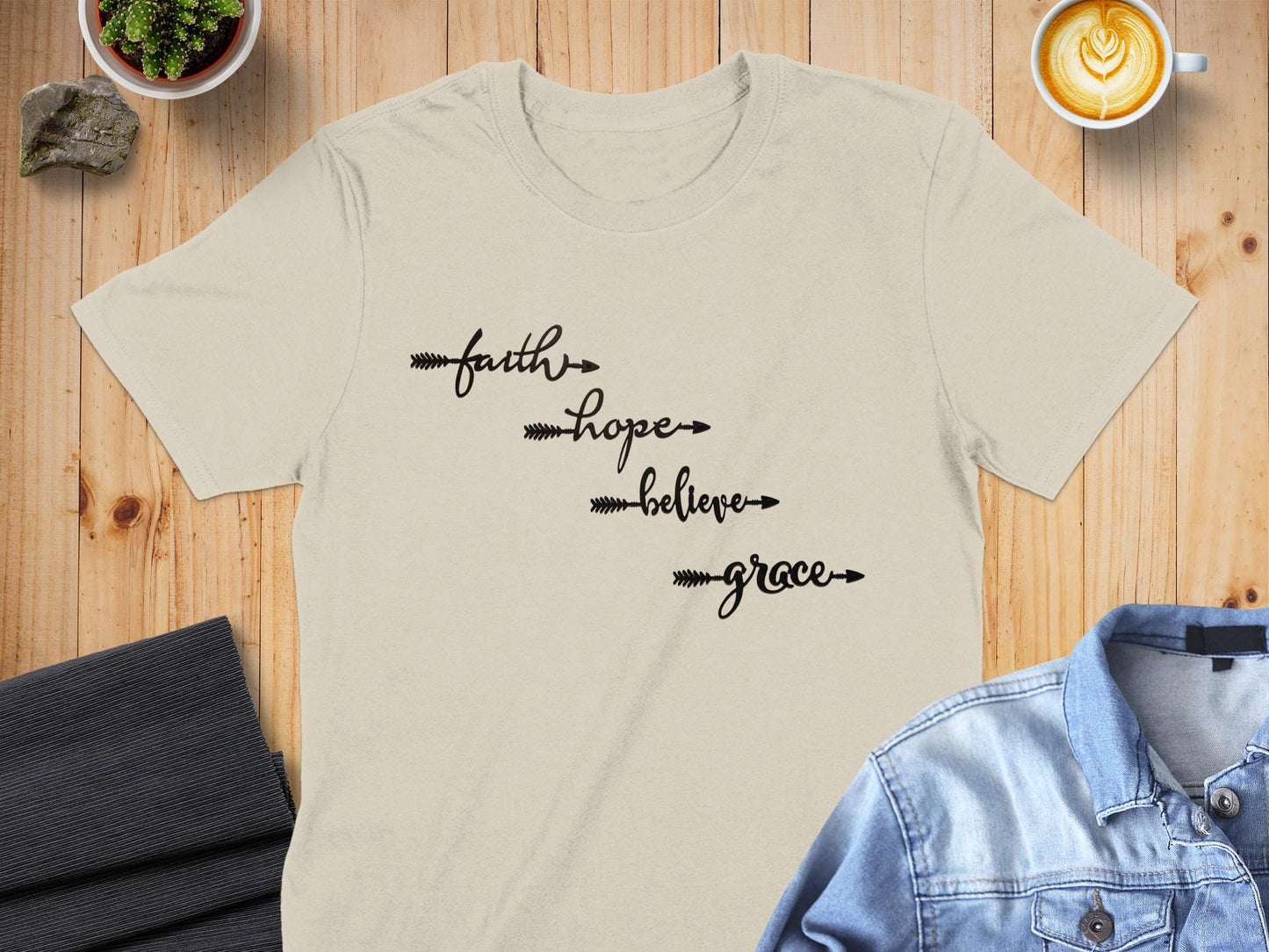 Faith Hope Believe Grace T Shirt, Inspirational Tee, Positive Message T-Shirt, Religious Clothing, Christian Gift, Motivational Shirt
