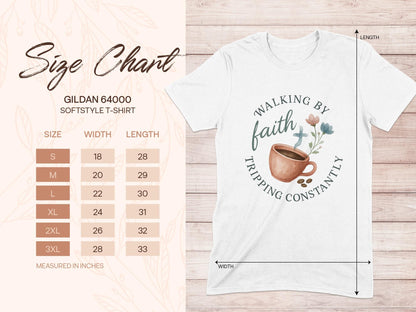 Walking By Faith T-Shirt, Coffee and Flowers Tee, Christian Gift Shirt, Tripping Constantly, Motivational Apparel, Religious T-Shirt